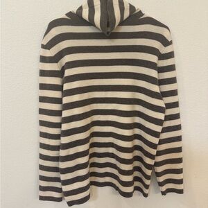 Women’s Striped Hooded Sweater in Cream and Dark Gray